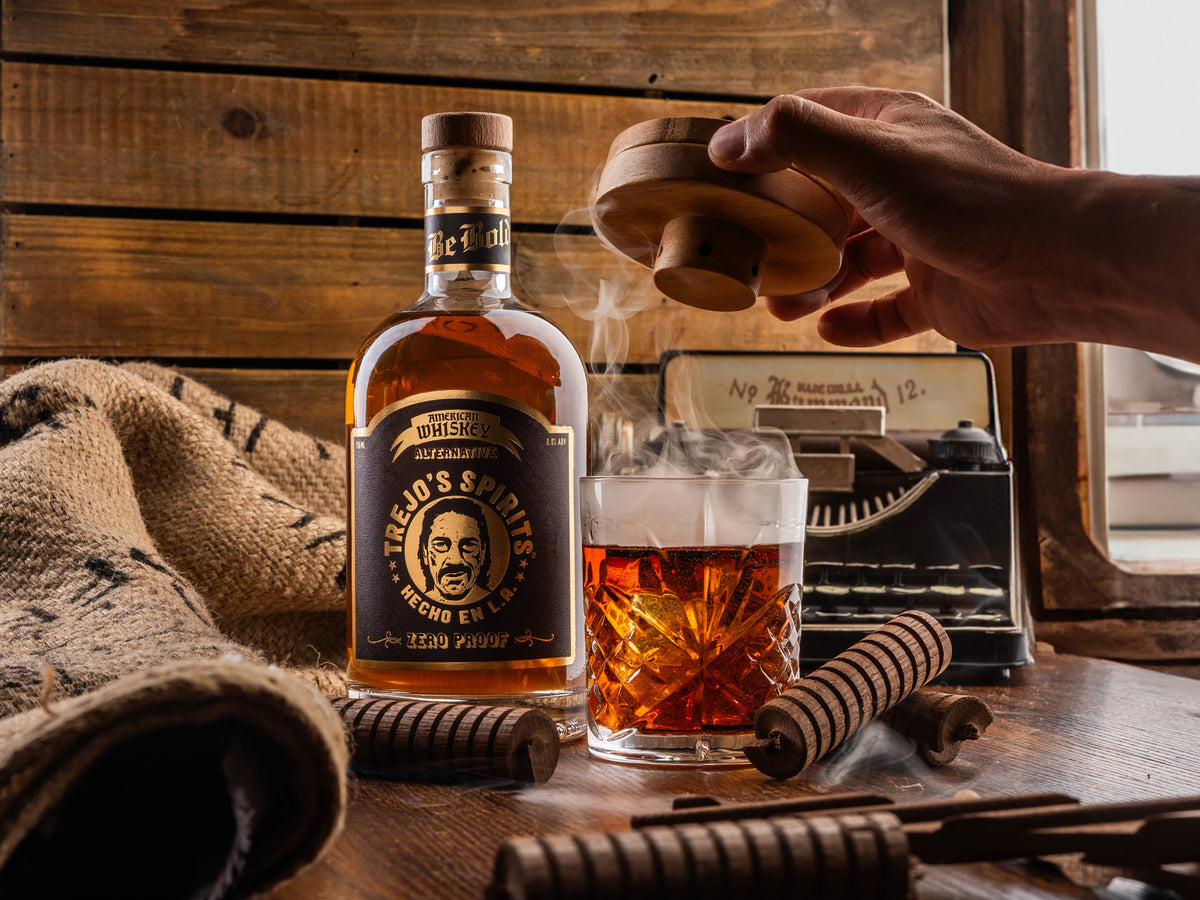 Smoked Old Fashioned made with Trejo's Spirits American Whiskey Alternative